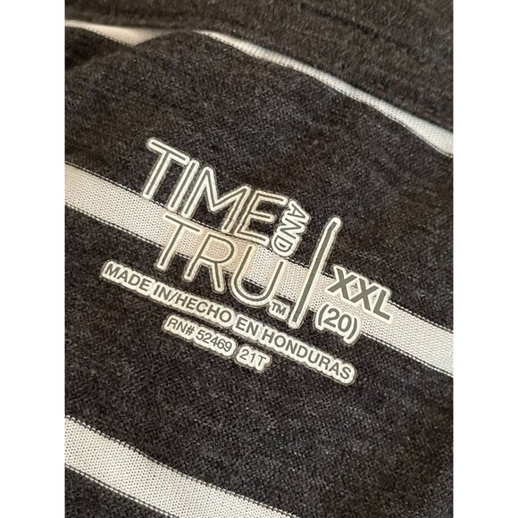 charcoal and gray striped ladies short sleeve casual top round neck XXL - Picture 4 of 7